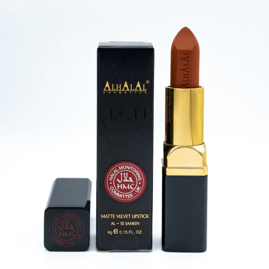 Alhalal AL-15 SAMEEN Halal Lippenstift Sunset Orange | matt, vegan, alkoholfrei & HMC-zertifiziert