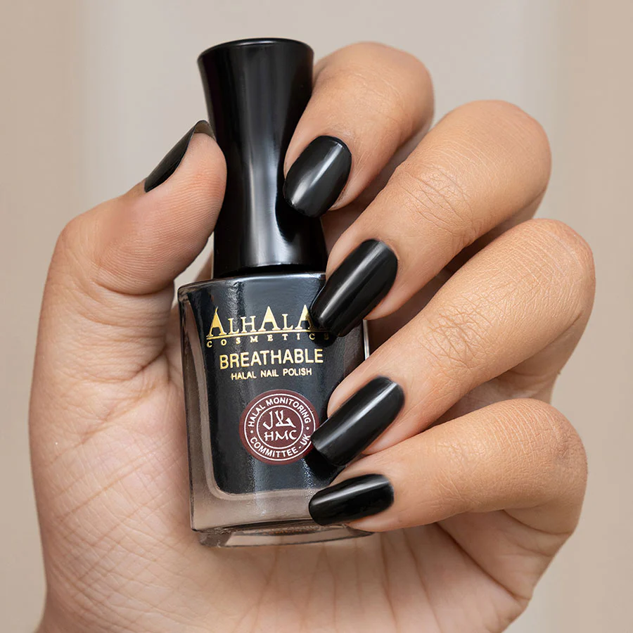 Alhalal AL-142 AFSHEEN Halal Atmungsaktiver Nagellack Schwarz | alkoholfrei & vegan