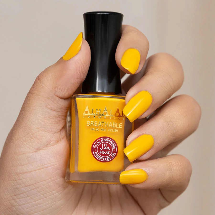 Alhalal AL-145 FALAK Halal Atmungsaktiver Nagellack Gelb alkoholfrei und vegan