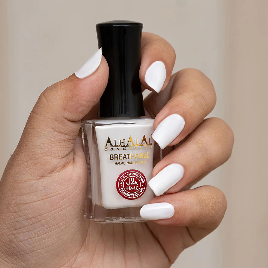Alhalal AL-160 ZARGHOONA Halal Atmungsaktiver Nagellack Weiß alkoholfrei und vegan