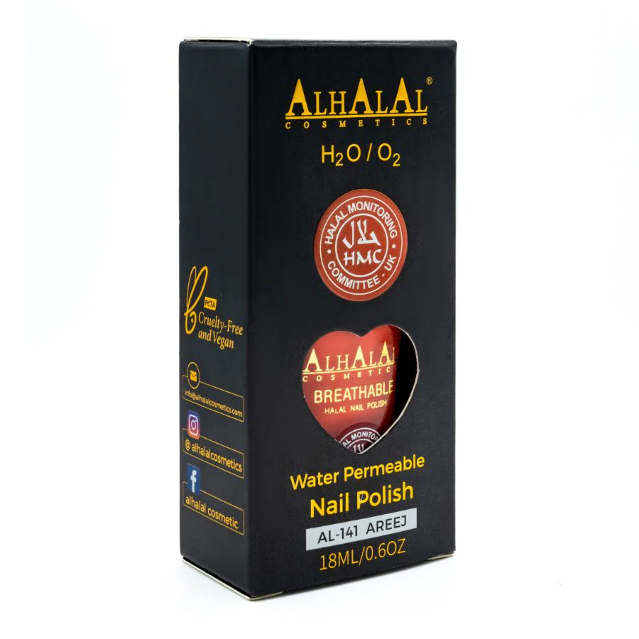 Alhalal AL-141 AREEJ Halal Atmungsaktiver Nagellack Orange alkoholfrei und vegan