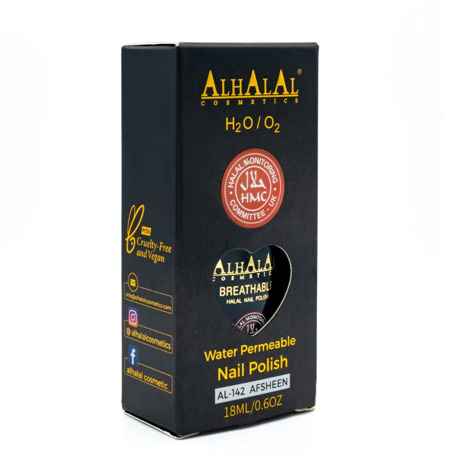 Alhalal AL-142 AFSHEEN Halal Atmungsaktiver Nagellack Schwarz | alkoholfrei & vegan