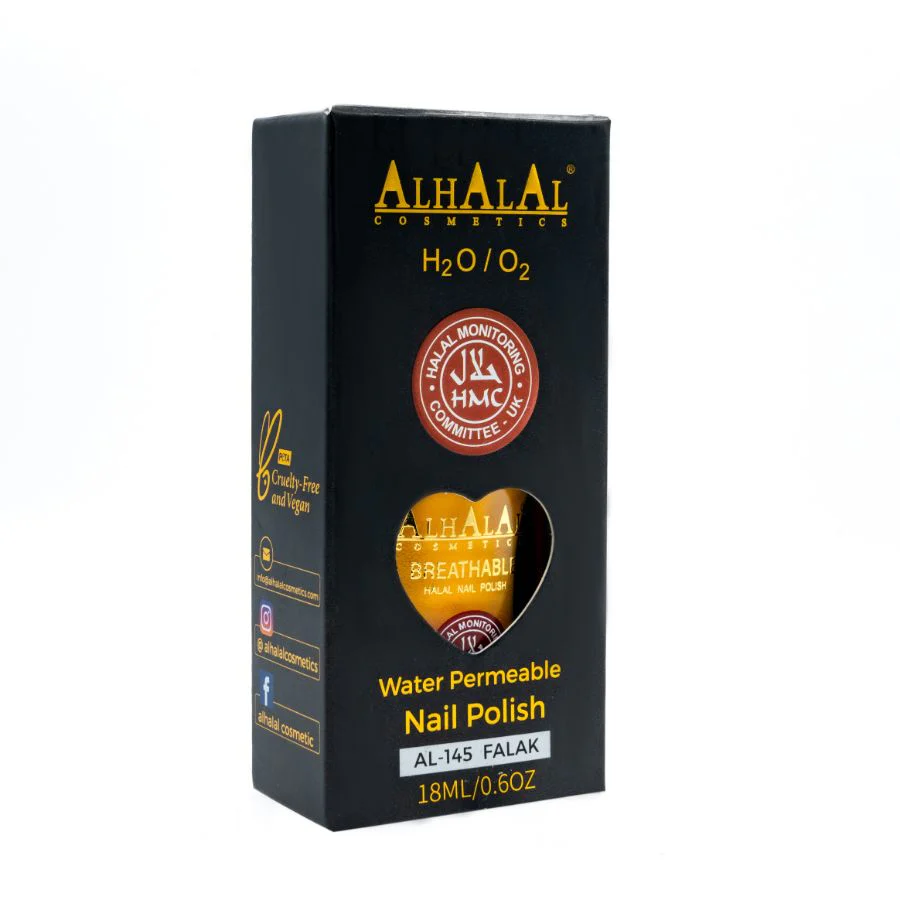 Alhalal AL-145 FALAK Halal Atmungsaktiver Nagellack Gelb alkoholfrei und vegan
