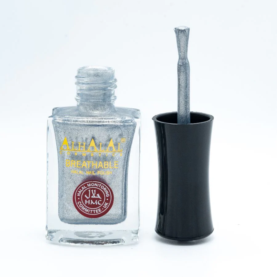 Alhalal AL-169 YUMNA Halal Atmungsaktiver Nagellack Silber alkoholfrei und vegan