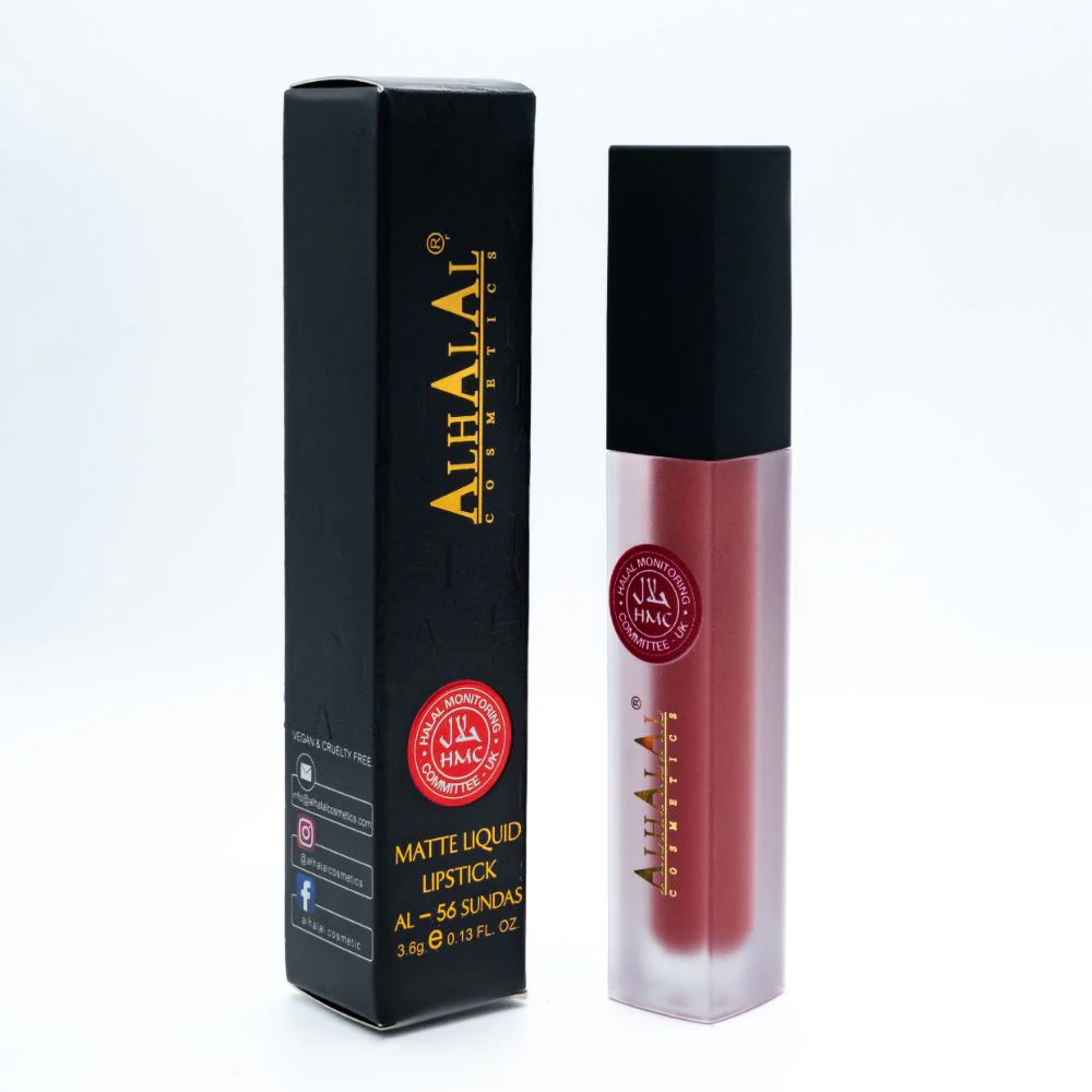 Alhalal AL-56 SUNDAS Halal Lippenstift Brick Red flüssig, matt, vegan, alkoholfrei & HMC-zertifiziert