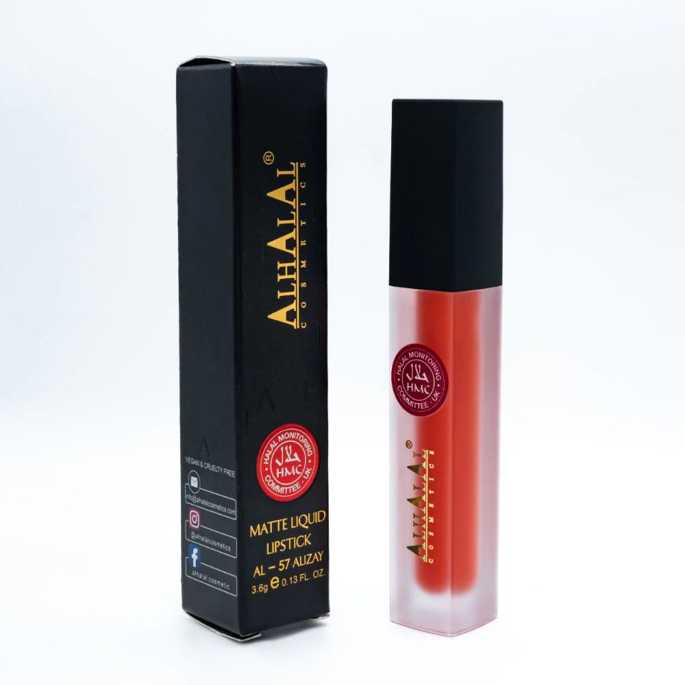 Alhalal AL-57 ALIZAY Halal Lippenstift Korallenrot | flüssig, matt, vegan, alkoholfrei & HMC-zertifiziert