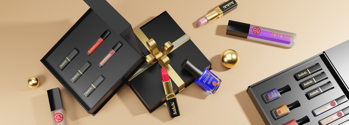 Alhalal Luxus-Geschenkbox mit Halal Lippenstiften und Nagellack