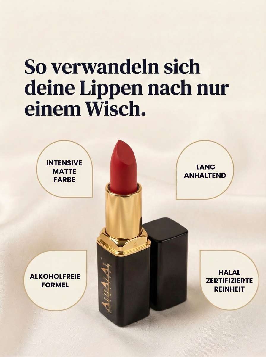 Alhalal Halal Lippenstift matt, vegan, alkoholfrei & HMC-zertifiziert